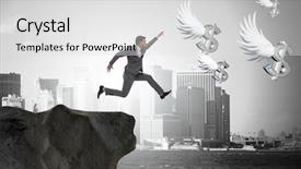  Presentation with angel - Beautiful slides featuring chase - businessman chasing angel dollars backdrop and a light gray colored foreground