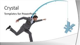  Presentation with fishing - PPT theme enhanced with chase - businessman chasing money on fishing background and a white colored foreground