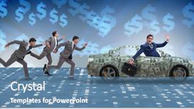  Presentation with business growth dollar - Slides enhanced with chase - businessman in the business concept background and a teal colored foreground