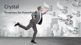  Presentation with education funding - Presentation theme having chase - businesspeople chasing angel investor funding background and a light gray colored foreground