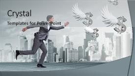  Presentation with education funding - PPT theme featuring chase - businesspeople chasing angel investor funding background and a light gray colored foreground