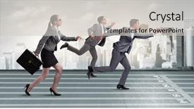  Presentation with competition - PPT layouts consisting of chase - businesspeople running in competition concept background and a light gray colored foreground