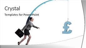  Presentation with ilegal fishing - Theme having chase - businesswoman chasing money on fishing background and a white colored foreground