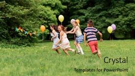  Presentation with birthday kids - Beautiful theme featuring chase - friendship childhood leisure and people backdrop and a yellow colored foreground