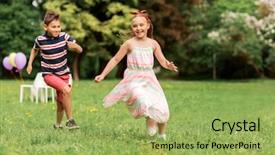  Presentation with birthday kids - Theme having chase - friendship childhood leisure and people background and a yellow colored foreground