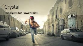  Presentation with runner - Beautiful presentation theme featuring chase - urban runner backdrop and a mint green colored foreground