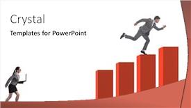  Presentation with business competition - PPT theme enhanced with sales contest - chasing business people in competition background and a white colored foreground
