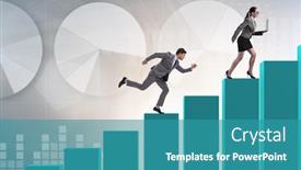  Presentation with business competition - PPT layouts with chasing-business-people-in-competition background and a teal colored foreground