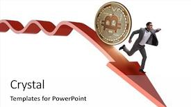  Presentation with cryptocurrency - Amazing slides having chasing businessman in cryptocurrency price backdrop and a white colored foreground