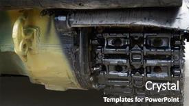  Presentation with tank - Presentation theme consisting of chassis of a military tank background and a dark gray colored foreground