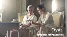  Presentation with chat - Presentation design featuring chat between old friends background and a gray colored foreground