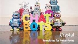  Presentation with chat - Beautiful PPT layouts featuring chat bots wooden letters backdrop and a coral colored foreground
