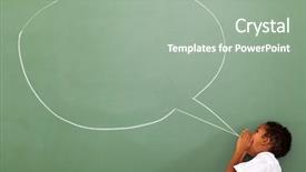  Presentation with chit chat vti - Amazing PPT layouts having chat box drawn on chalkboard backdrop and a gray colored foreground