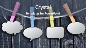  Presentation with chat - Cool new theme with informative speech - chat bubbles hanging on clips backdrop and a ocean colored foreground