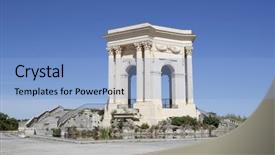 Presentation with eau - Amazing slide set having chateau d'eau palace - water tower in the end of aqueduct in montpellier france backdrop and a light blue colored foreground