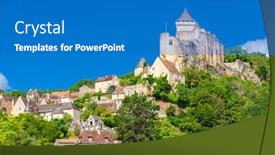  Presentation with medieval - Slides enhanced with chateau-de-castelnaud-medieval-fortress background and a teal colored foreground