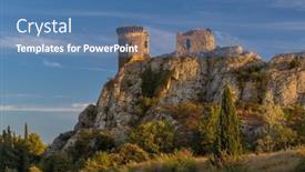  Presentation with france - PPT layouts featuring chateau-de-l-hers-ruins background and a teal colored foreground