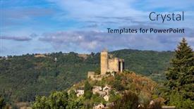  Presentation with france - Presentation theme with chateau-de-najac-aveyron-southern background and a light blue colored foreground
