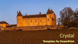  Presentation with castle - Slide set having chateau-de-rully-castle-saone background and a tawny brown colored foreground
