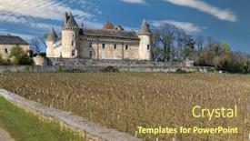  Presentation with castle - PPT theme consisting of chateau-de-rully-castle-saone background and a coral colored foreground
