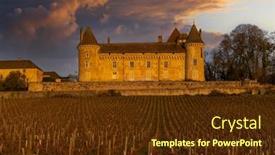  Presentation with castle - PPT theme with chateau-de-rully-castle-saone background and a tawny brown colored foreground