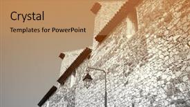  Presentation with wall - Presentation theme consisting of chateau-des-abbes-de-lerins background and a coral colored foreground