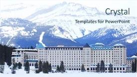  Presentation with rocky mountains - PPT theme enhanced with chateau lake louise in canadian background and a sky blue colored foreground