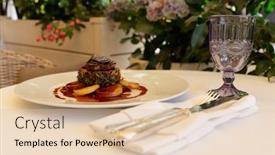  Presentation with foie - Audience pleasing theme consisting of chateaubriand-steak-with-foie-gras backdrop and a lemonade colored foreground