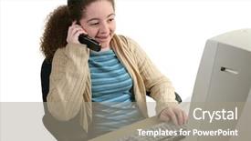  Presentation with teen girl tech - Audience pleasing presentation theme consisting of chatting on her cell phone backdrop and a coral colored foreground