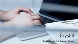  Presentation with laptop - Theme consisting of chatting thorugh computer - man working on laptop view background and a  colored foreground