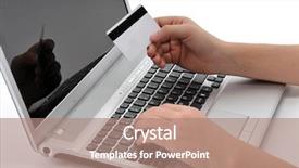  Presentation with credit card - PPT layouts featuring chatting thorugh computer - teenager girl shopping through internet background and a coral colored foreground