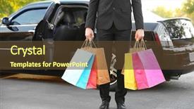  Presentation with packs - Cool new presentation theme with patience - chauffeur holding colourful packs backdrop and a tawny brown colored foreground
