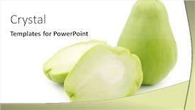  Presentation with cut - Beautiful slide set featuring chayote-fruit-sechium-edulis backdrop and a white colored foreground