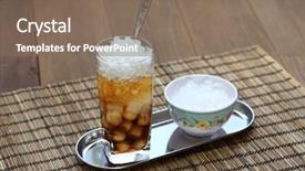  Presentation with che - Presentation design consisting of tapioca - che vietnamese cold sweet dessert background and a violet colored foreground