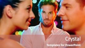  Presentation with cheating - Presentation enhanced with cheating - handsome jealous man looking background and a coral colored foreground