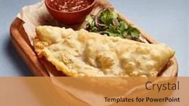  Presentation with tomato - Colorful slide set enhanced with cheburek-with-tomato-sauce backdrop and a gold colored foreground