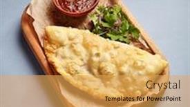  Presentation with dumpling - PPT theme featuring cheburek-with-tomato-sauce background and a yellow colored foreground