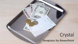  Presentation with thank - Cool new presentation theme with check and money of coffee backdrop and a soft green colored foreground