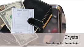  Presentation with check in hotel - Theme consisting of check and money of coffee background and a light gray colored foreground