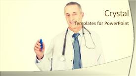  Presentation with military doctor - Audience pleasing slide set consisting of check body temperature - experienced mature male doctor holding backdrop and a  colored foreground