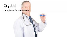  Presentation with pediatrics toddler and doctor - Presentation consisting of check body temperature - experienced mature male doctor holding background and a  colored foreground