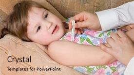  Presentation with it´s a girl - PPT theme consisting of check body temperature - little girl is ill background and a lemonade colored foreground