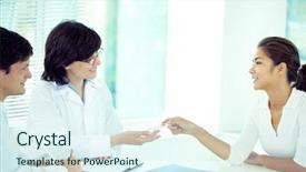  Presentation with doctor patient relations - Cool new presentation theme with check body temperature - young patient giving a thermometer backdrop and a sky blue colored foreground