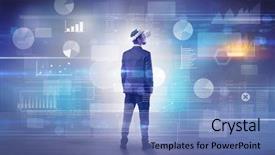  Presentation with good - Slides having check designs - good looking businessman checking reports background and a teal colored foreground