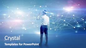  Presentation with businessman standing on mountain top - Cool new slides with check designs - young businessman standing with vj backdrop and a teal colored foreground