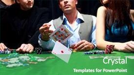  Presentation with playing cards - Presentation design with check fraud - young man throwing chips background and a shamrock green colored foreground