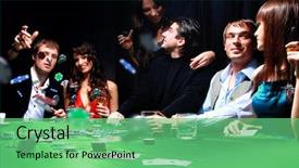  Presentation with playing cards - Colorful PPT theme enhanced with check fraud - young man throwing chips backdrop and a seafoam green colored foreground