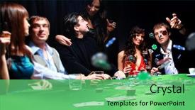  Presentation with man relaxing on massage table - Audience pleasing PPT theme consisting of check fraud - young man throwing chips backdrop and a seafoam green colored foreground