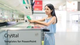  Presentation with healthcare plan do check act - Presentation theme enhanced with check in counter at airport background and a light gray colored foreground