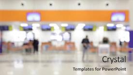  Presentation with counters - Slide set featuring check-in-counters-in-airport background and a soft green colored foreground